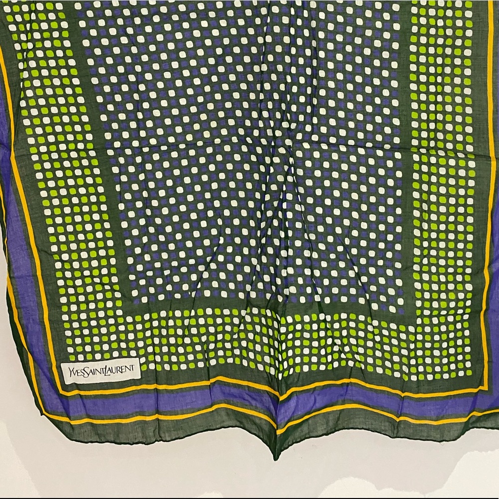 Yves Saint Laurent Vintage Polka Dot Cotton Scarf - Picture 3 of 4